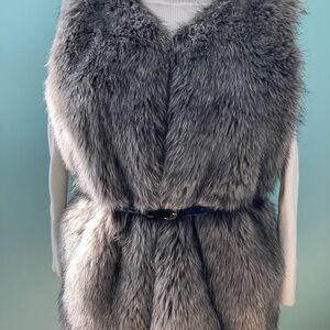 Elegant Gray Faux Fur Teddy Jacket